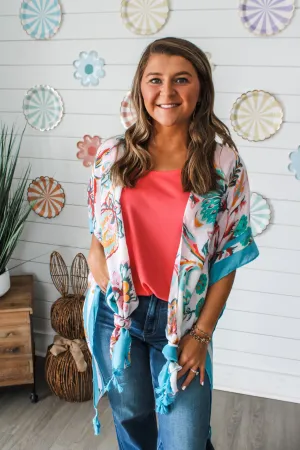 Garden Treasures Kimono • Teal Floral
