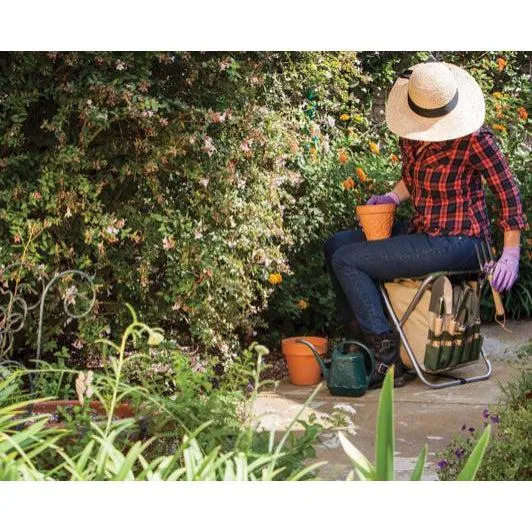 Gardener Folding Seat with Tools - Olive Green