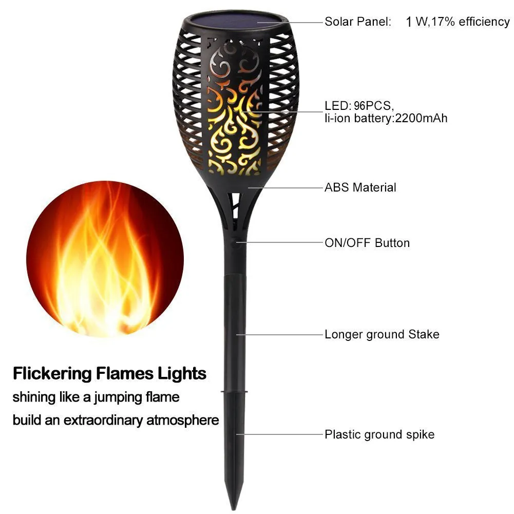Gardi Hollow Solar LED Dancing Flame Standing Torch Light