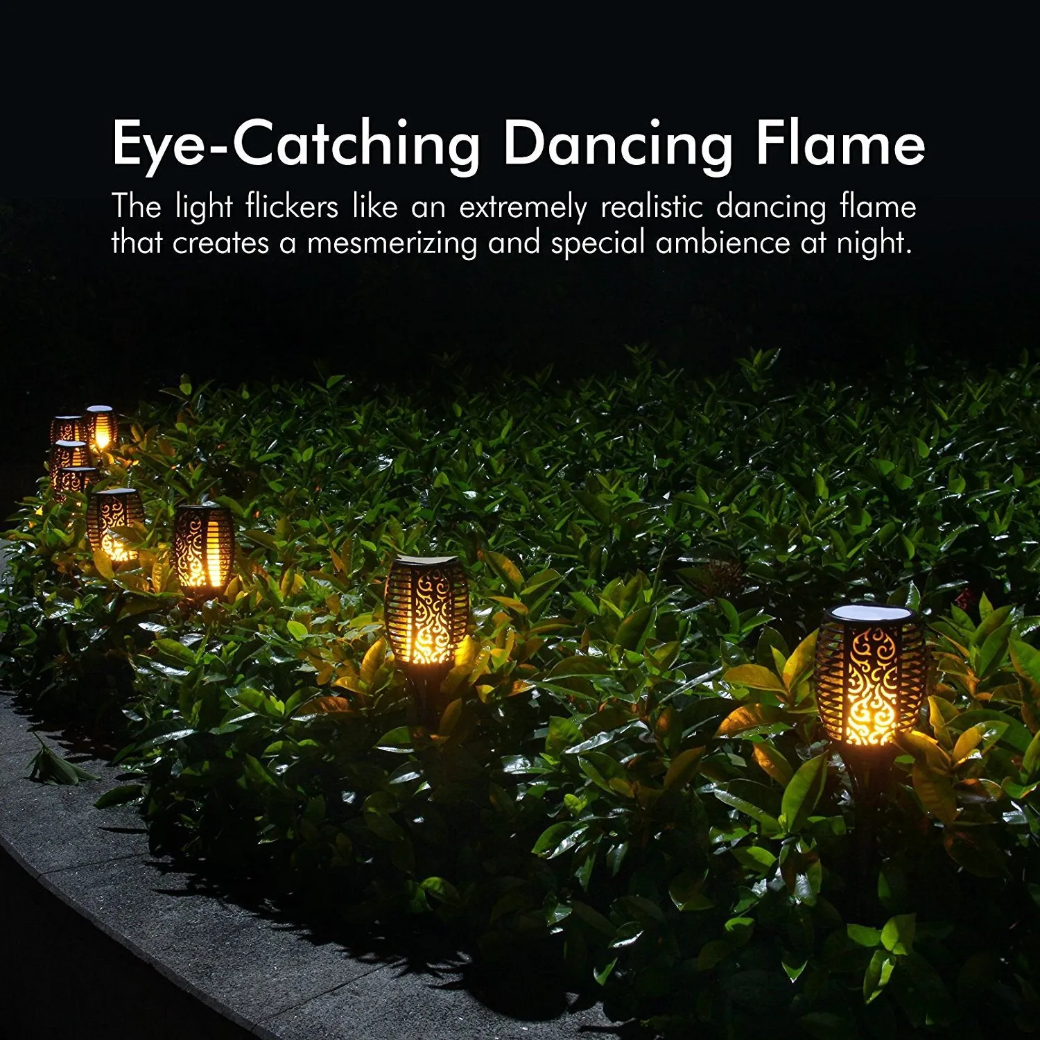 Gardi Hollow Solar LED Dancing Flame Standing Torch Light