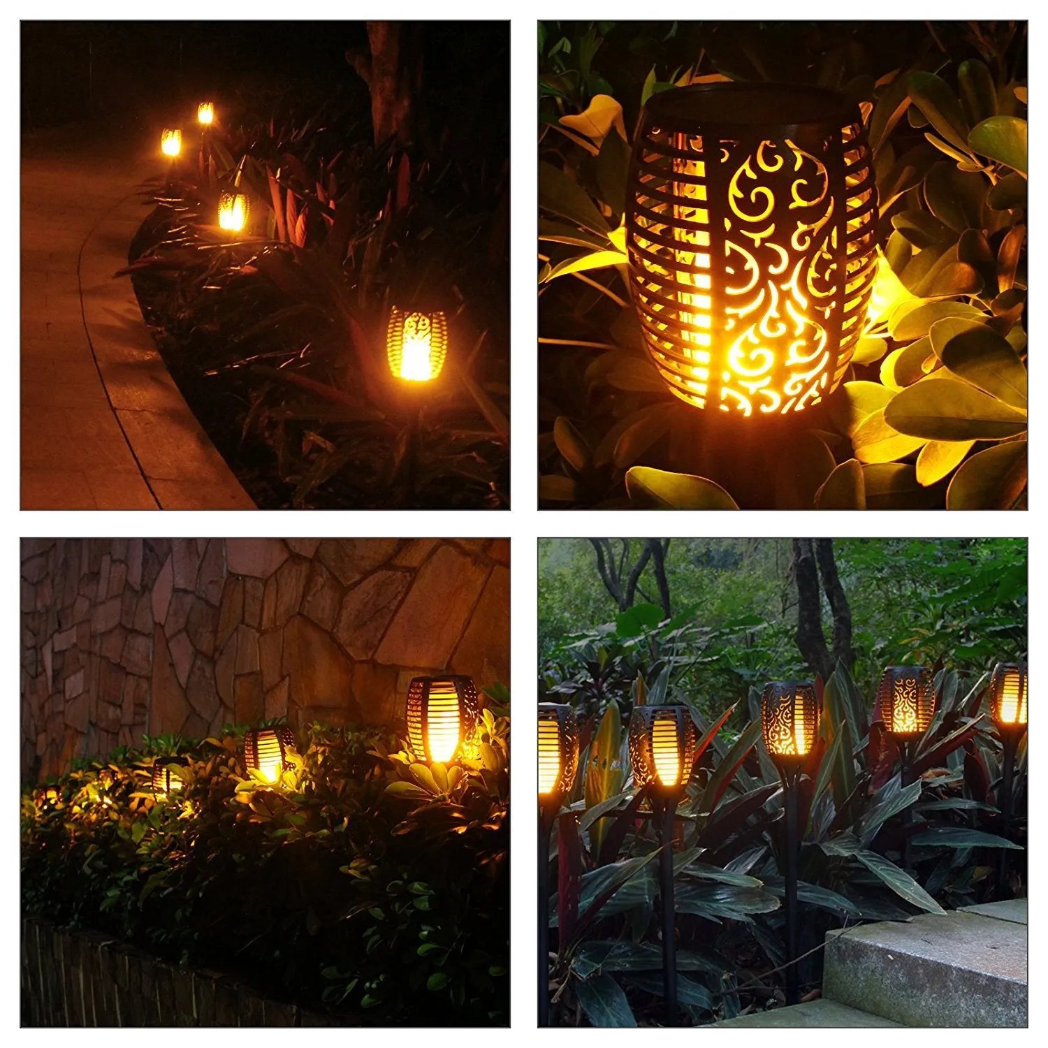 Gardi Hollow Solar LED Dancing Flame Standing Torch Light