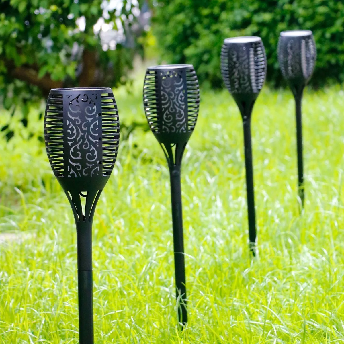 Gardi Hollow Solar LED Dancing Flame Standing Torch Light