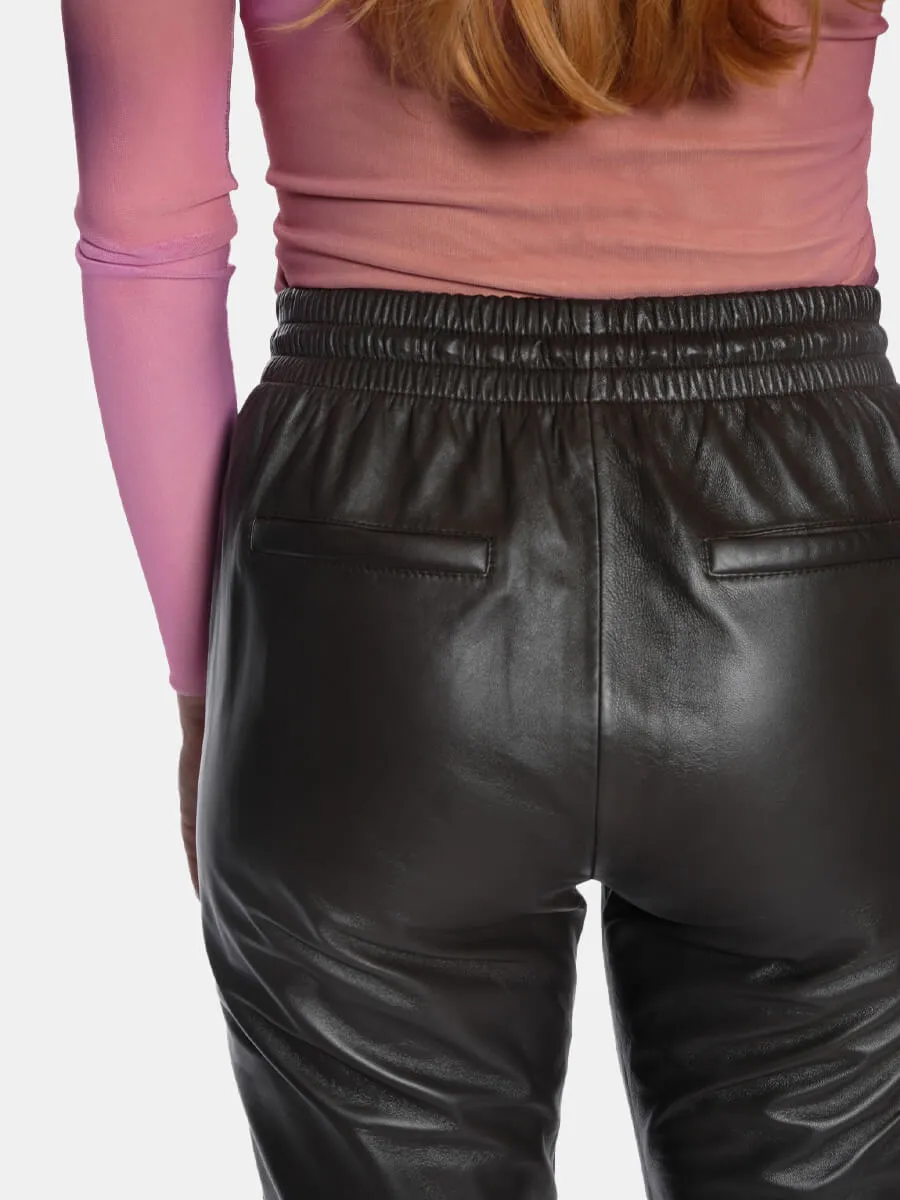 Gift Leather Joggers - Dark Brown