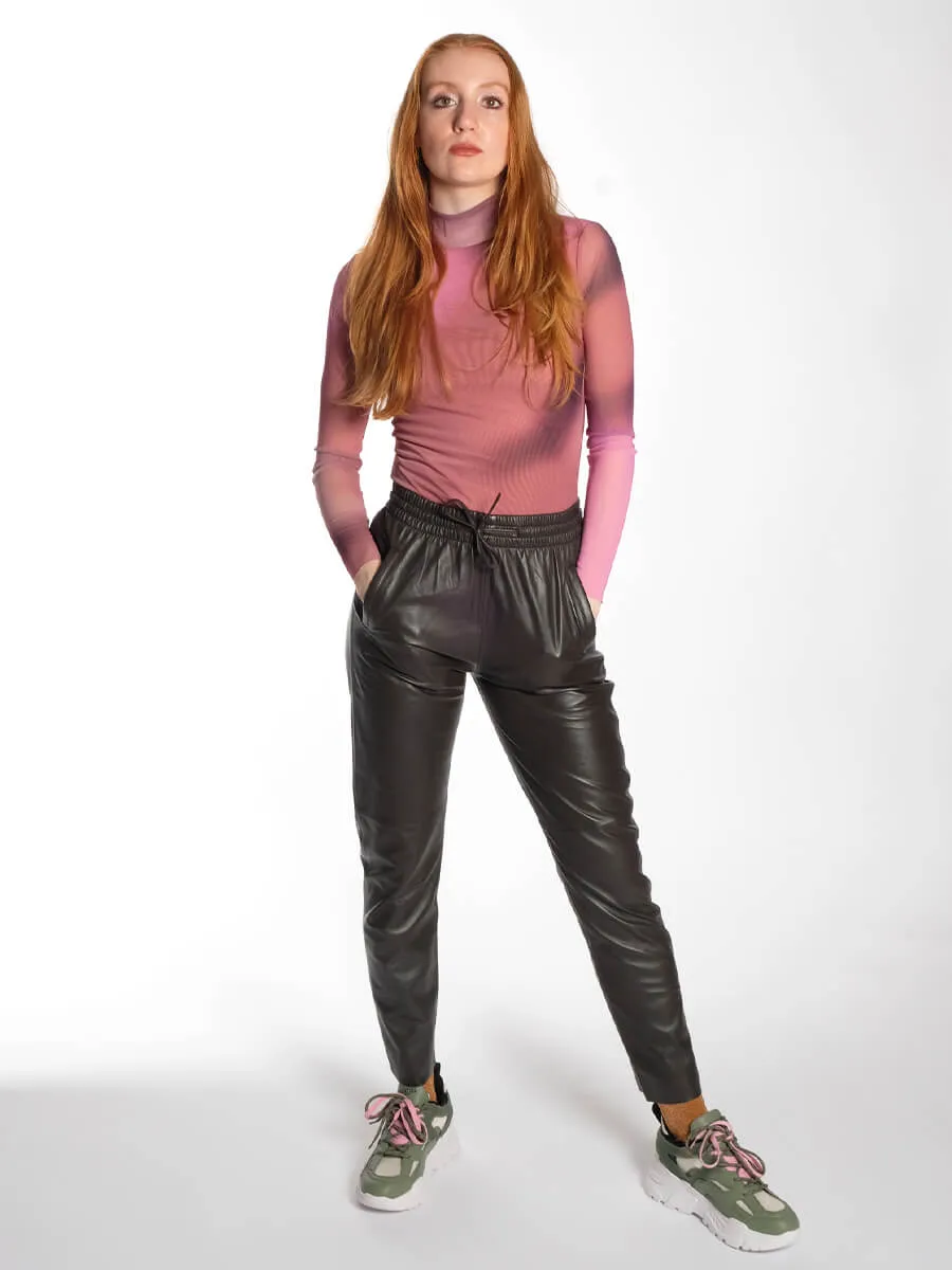 Gift Leather Joggers - Dark Brown