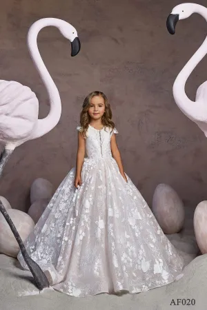 Girls Floral Lace Ballgown Dress