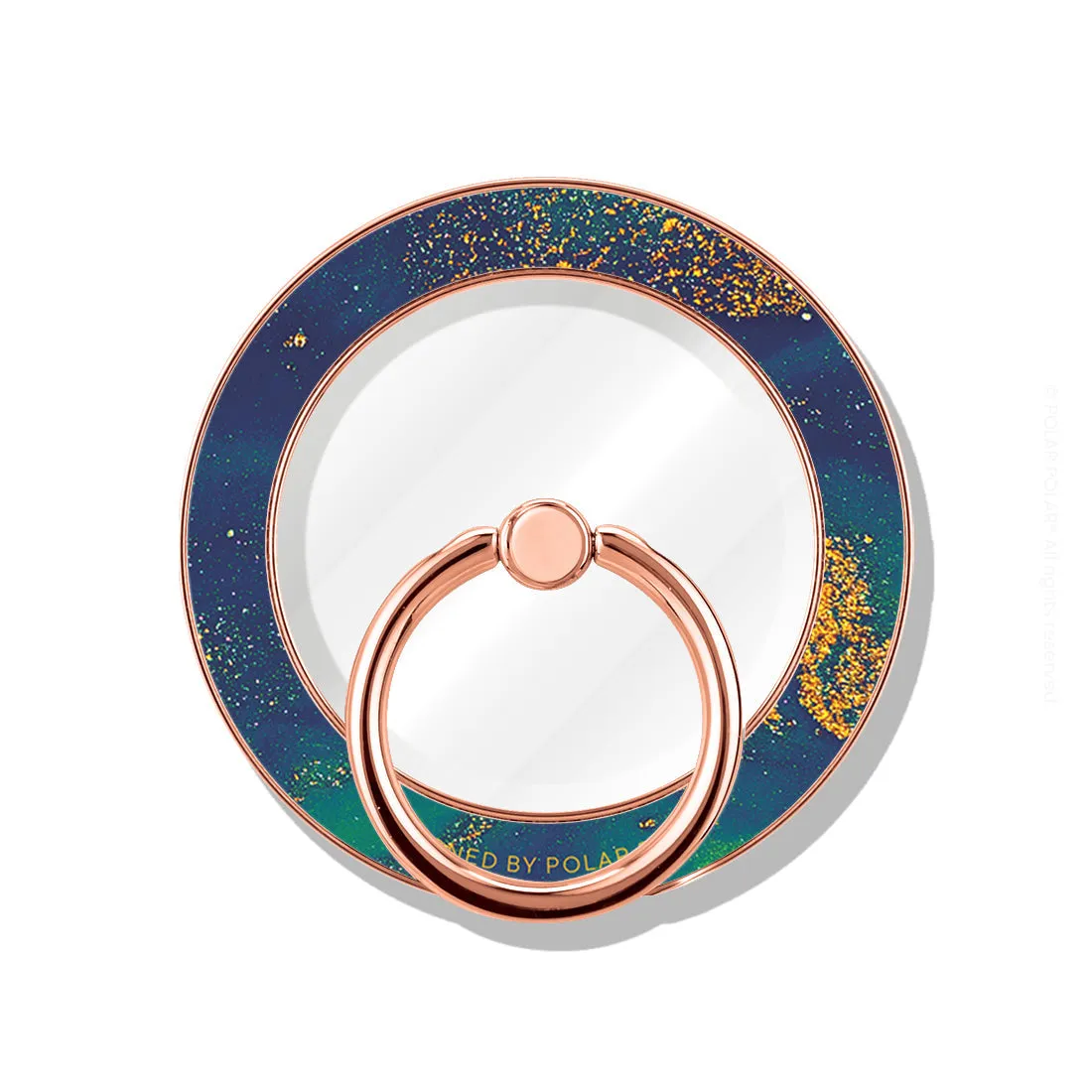 Green Night Quicksand - Rose Gold MagSafe Phone Grip and Ring Holder Stand