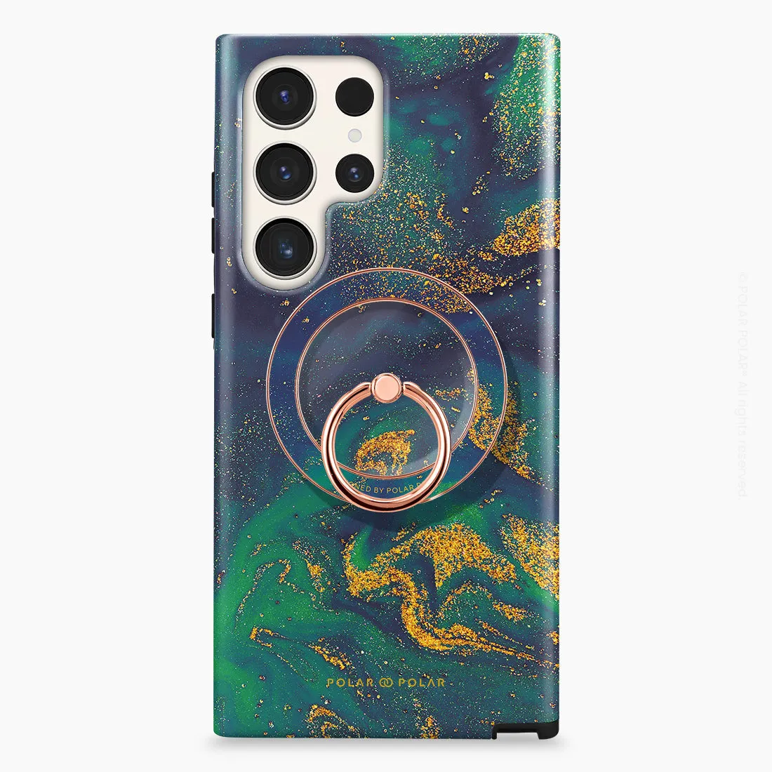 Green Night Quicksand - Rose Gold MagSafe Phone Grip and Ring Holder Stand