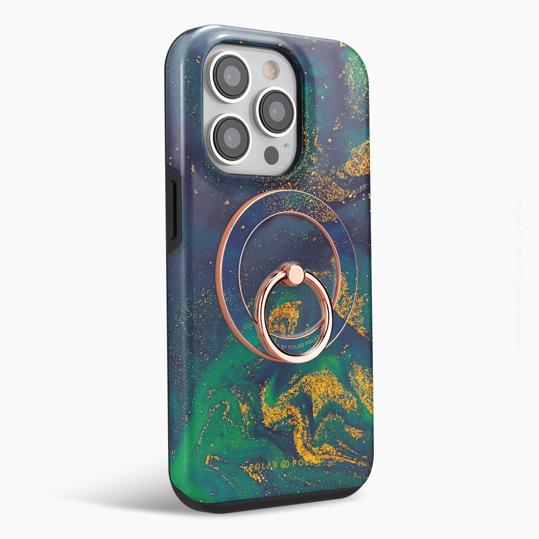 Green Night Quicksand - Rose Gold MagSafe Phone Grip and Ring Holder Stand