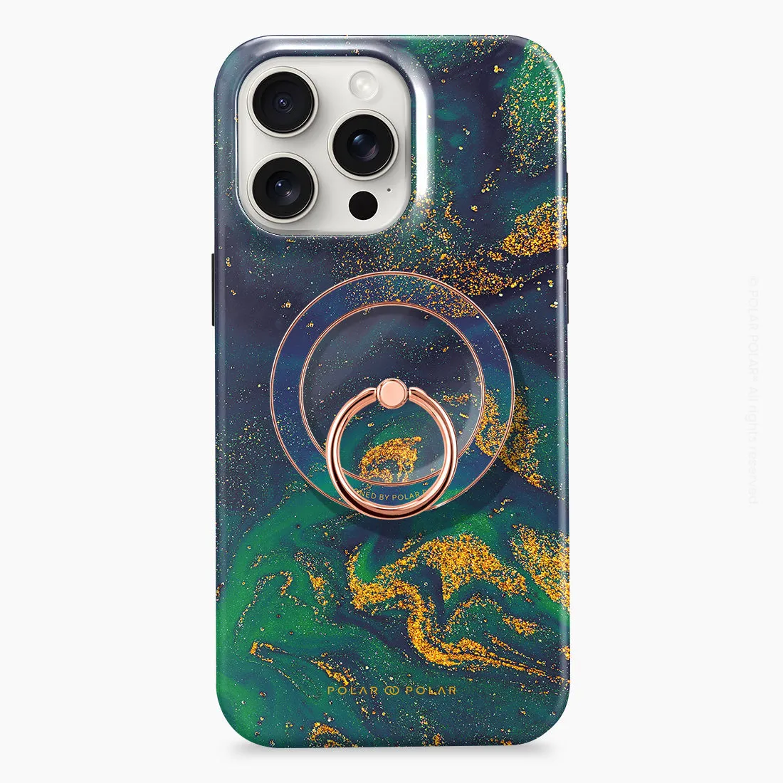 Green Night Quicksand - Rose Gold MagSafe Phone Grip and Ring Holder Stand