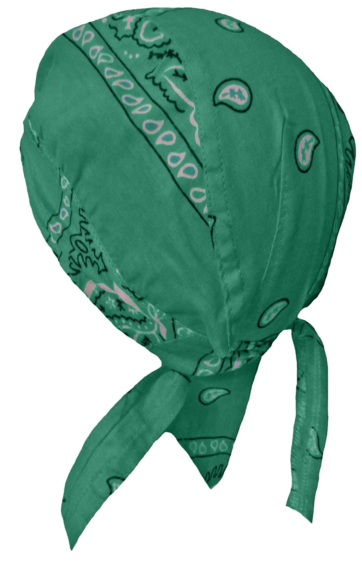 Green Teal Paisley Headwrap Doo Rag Durag Skull Cap Cotton Sporty Motorcycle Hat