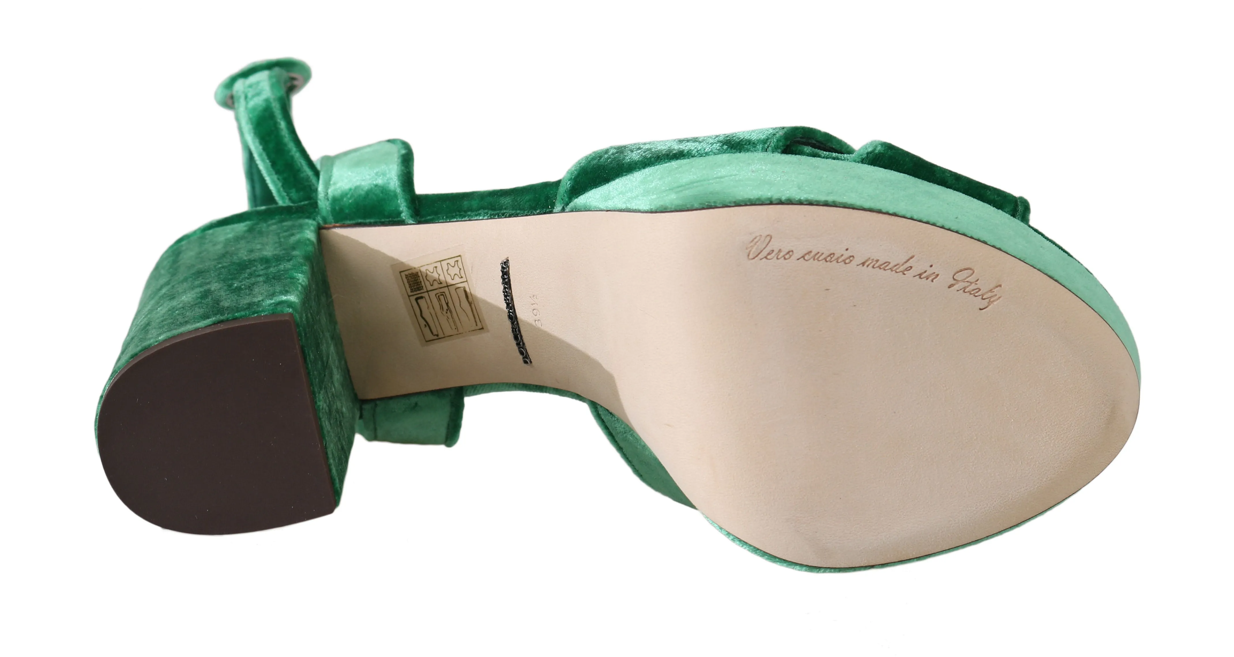 Green Velvet Ankle Strap Sandals