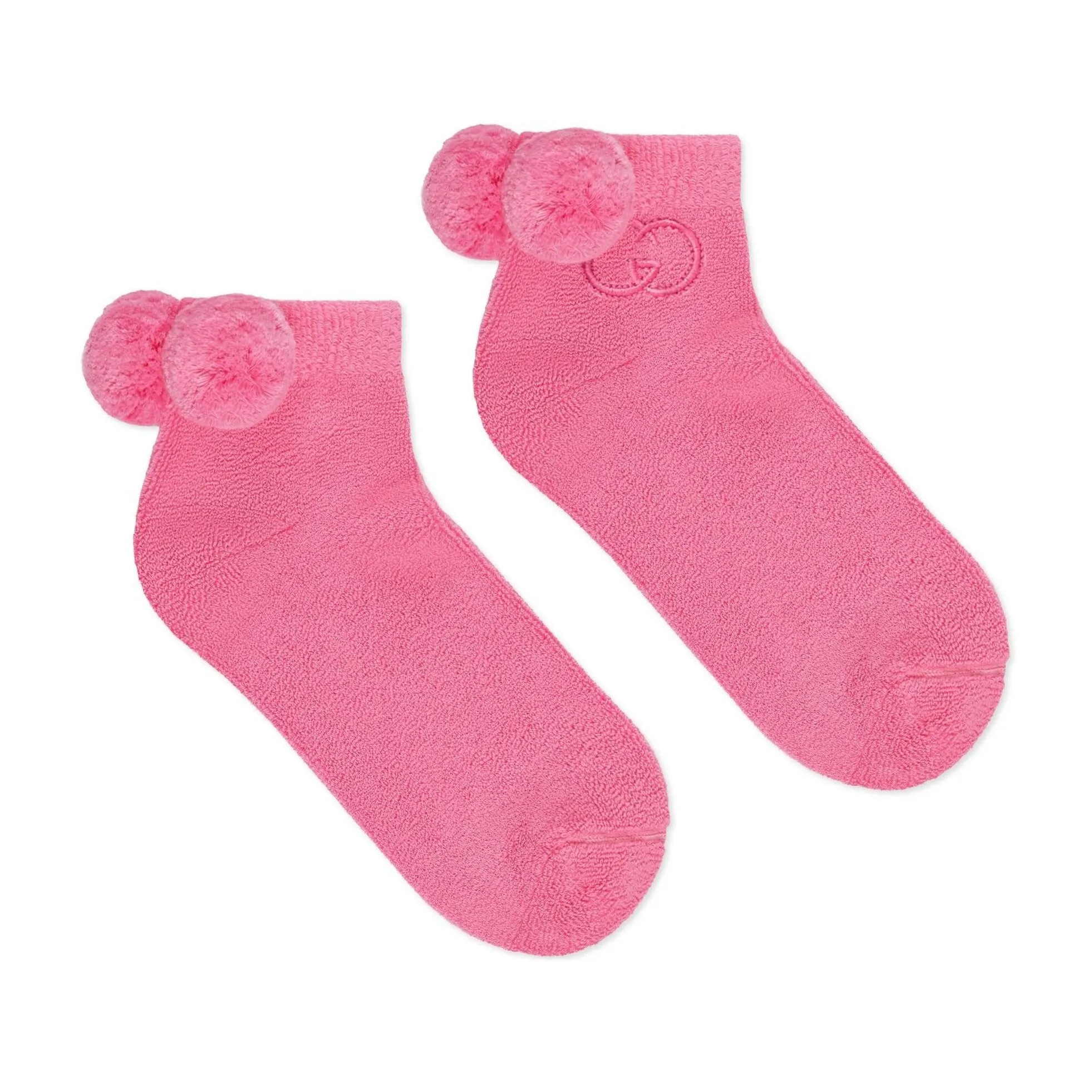 Gucci Cotton Ankle Socks with Pom-poms in Pink