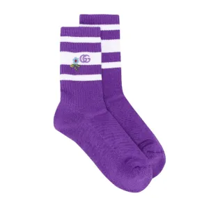 Gucci Embroidered Flower and Logo Socks in Purple