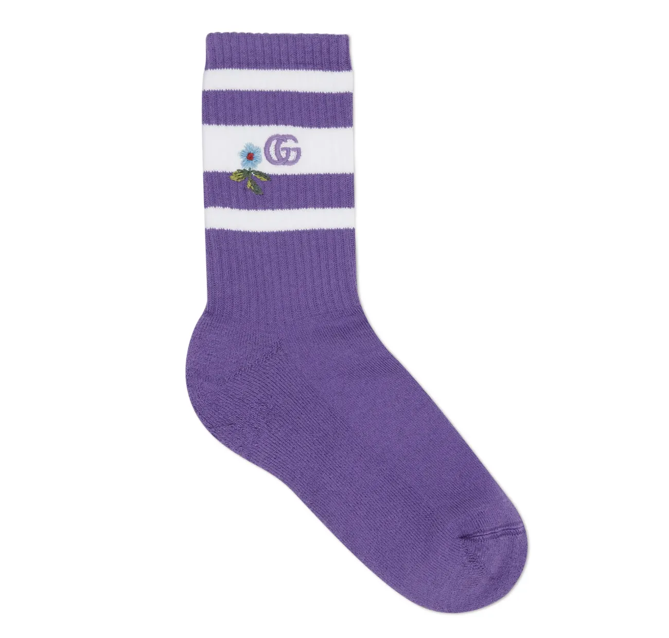 Gucci Embroidered Flower and Logo Socks in Purple