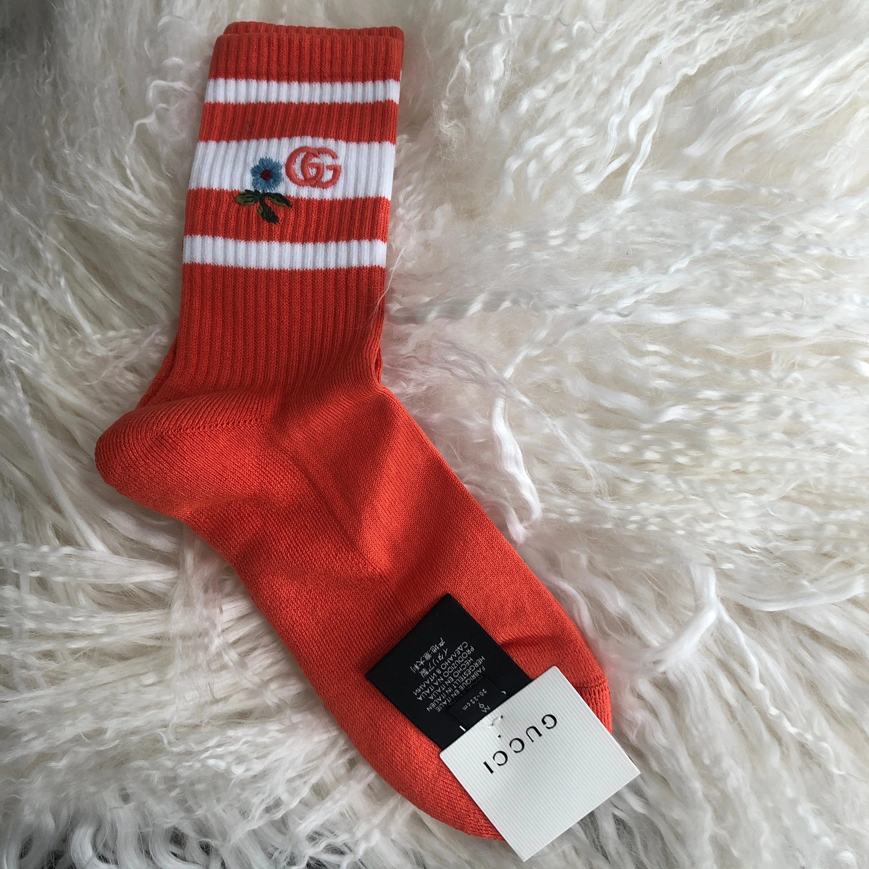 Gucci GG Knitted Daisy Socks In Orange