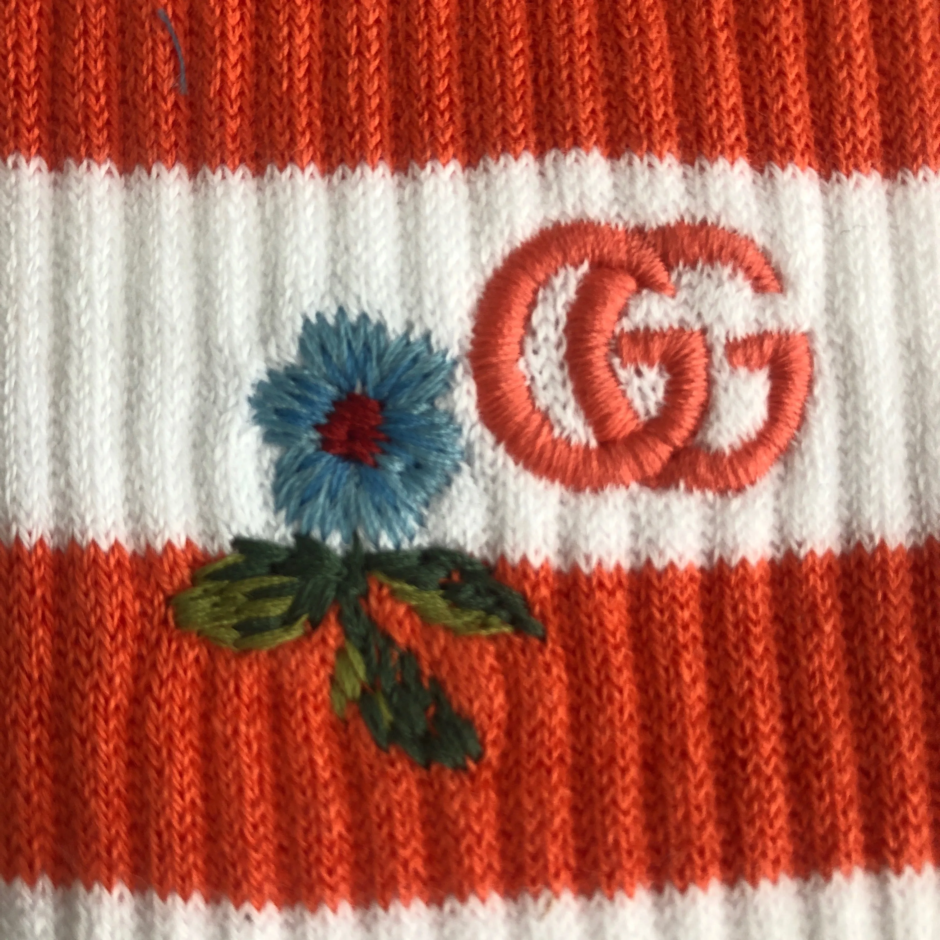 Gucci GG Knitted Daisy Socks In Orange