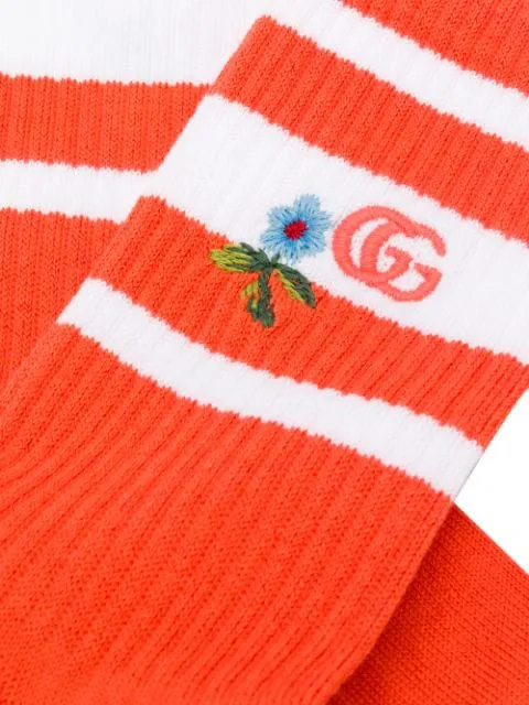 Gucci GG Knitted Daisy Socks In Orange