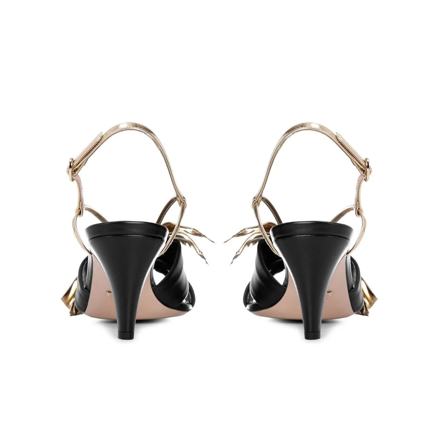 Gucci Leather Mid-heel Sandal With Bow in Black