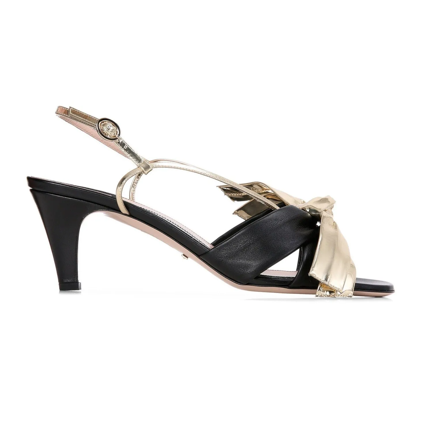 Gucci Leather Mid-heel Sandal With Bow in Black