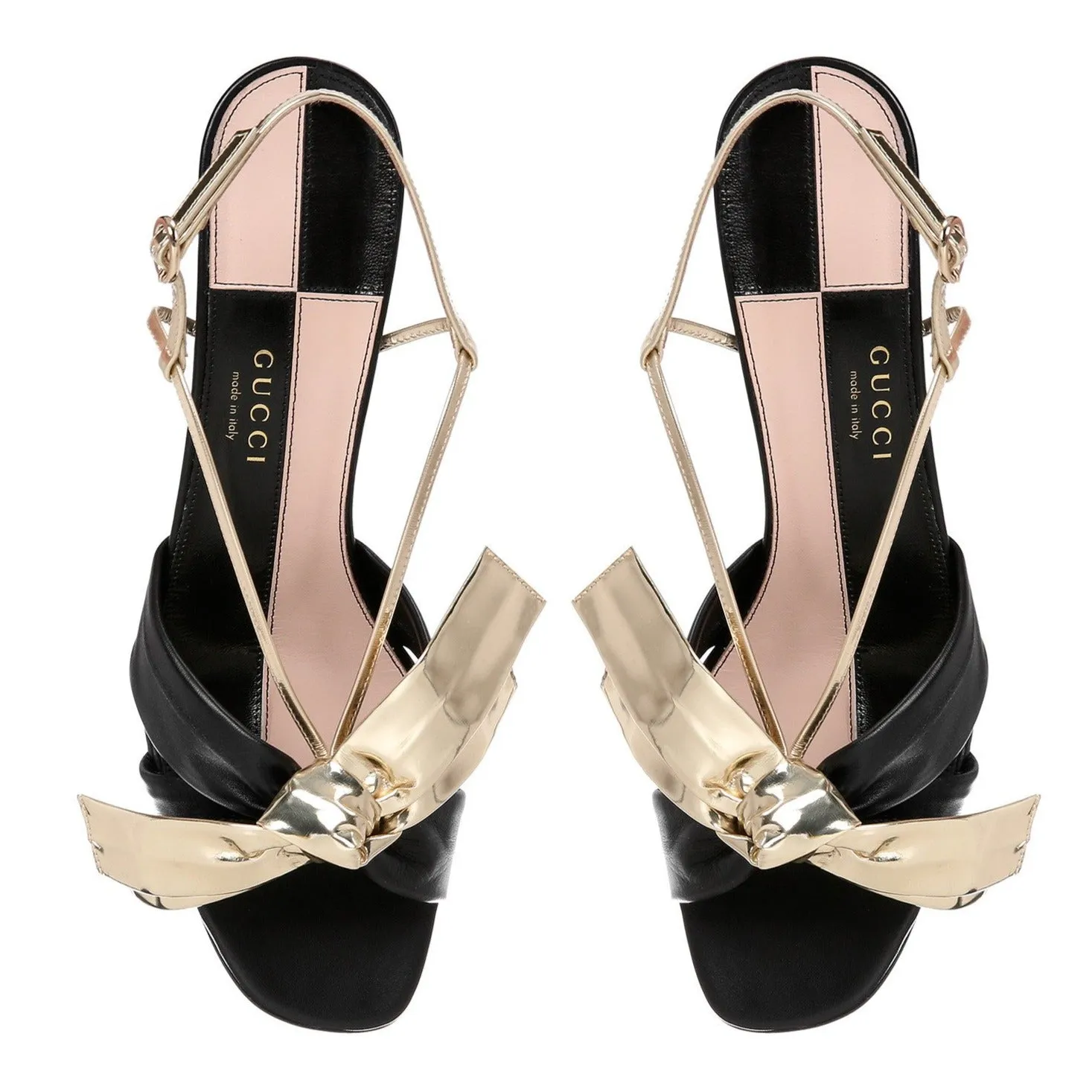 Gucci Leather Mid-heel Sandal With Bow in Black