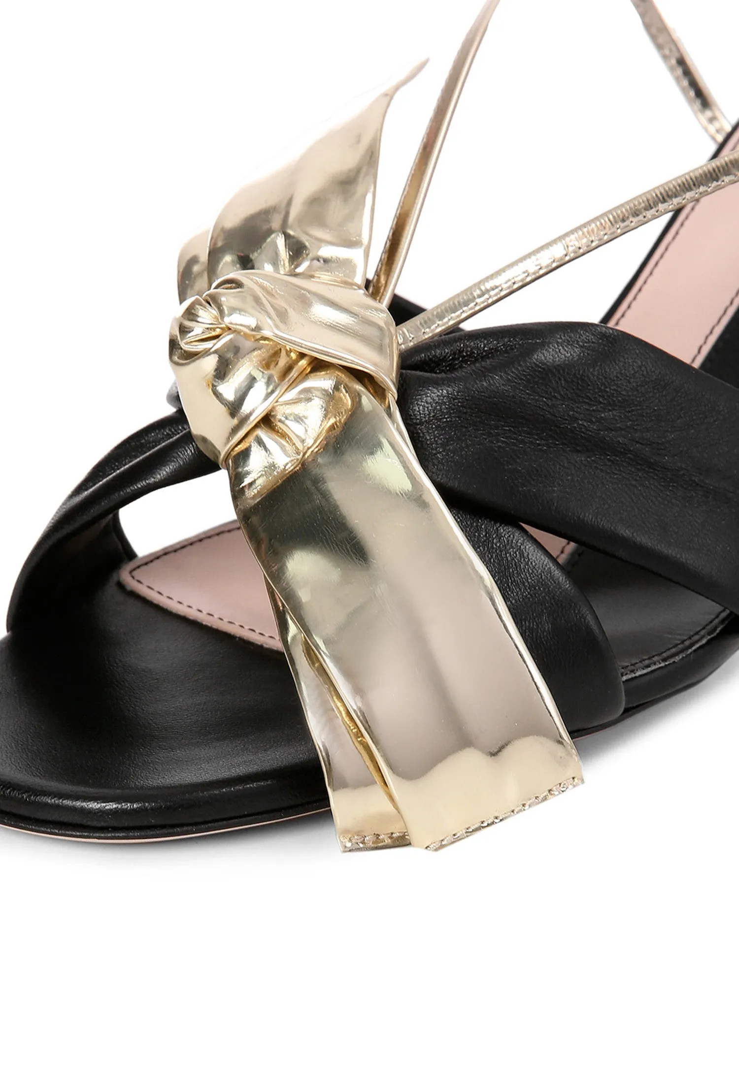 Gucci Leather Mid-heel Sandal With Bow in Black