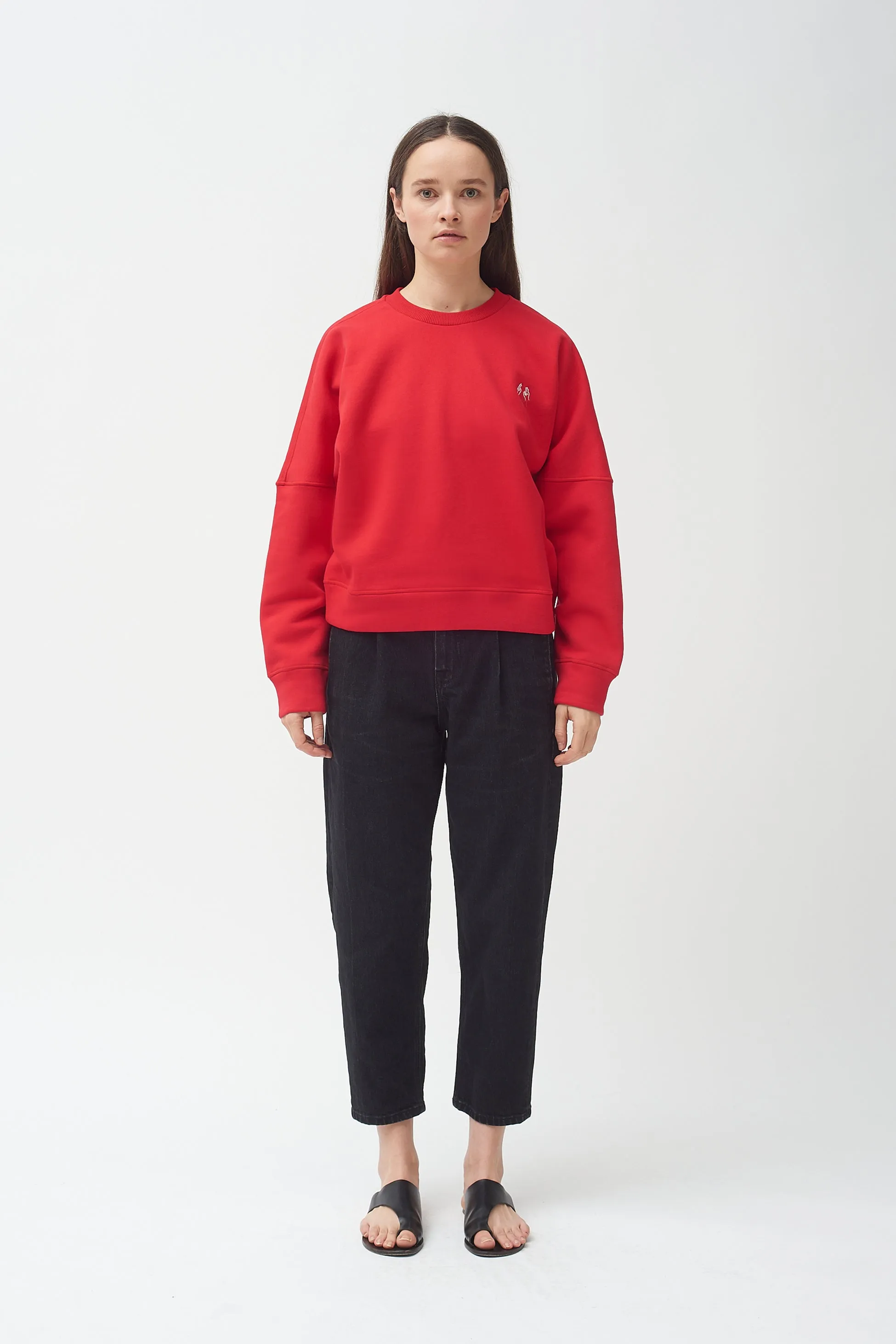 Hand Embroidered red sweatshirt
