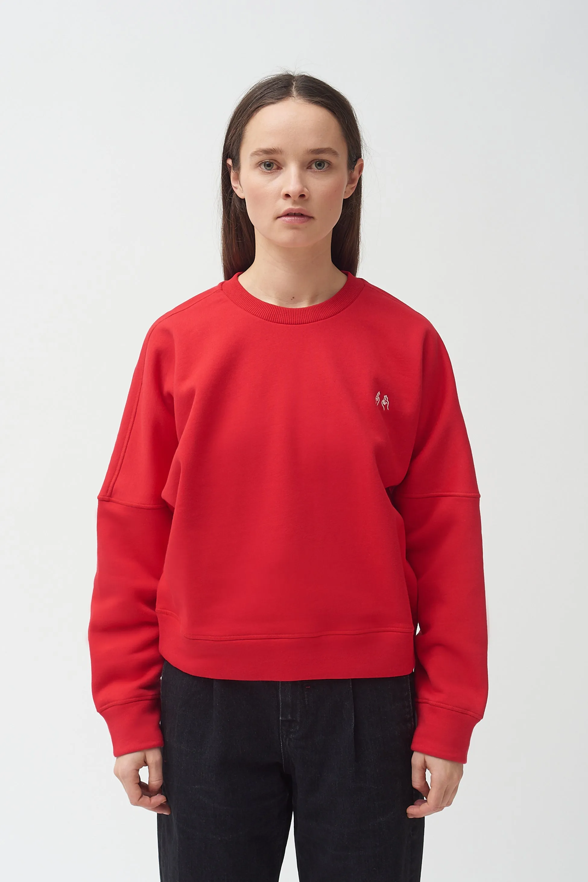 Hand Embroidered red sweatshirt