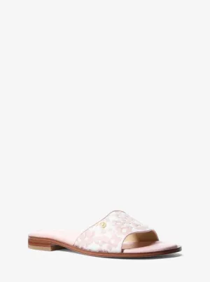 Hannah Sequined Floral Print Slide Sandal
