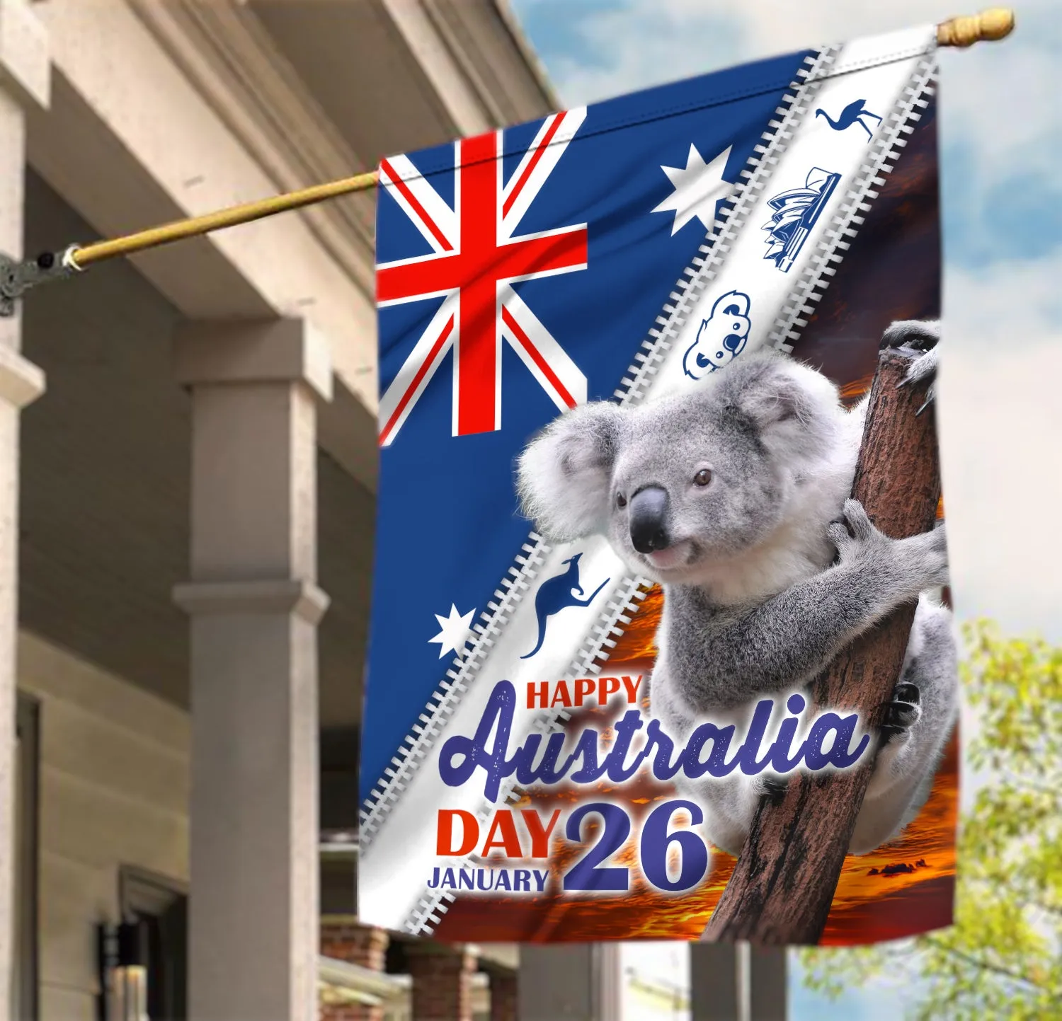 Happy Australia Day Koala 3D Flag 4