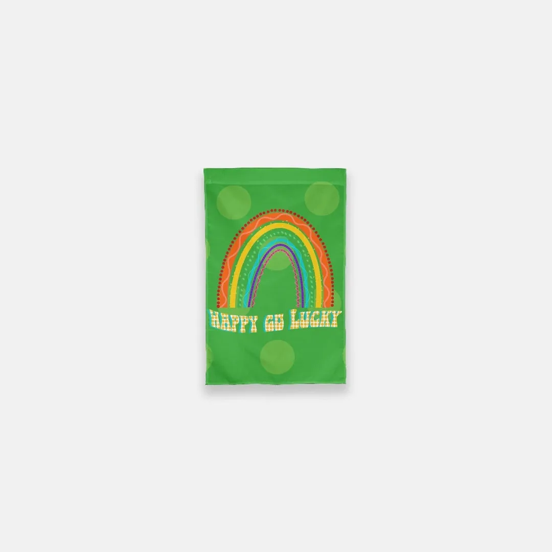 Happy Go Lucky Rainbow Garden Flag - 12" x 18"