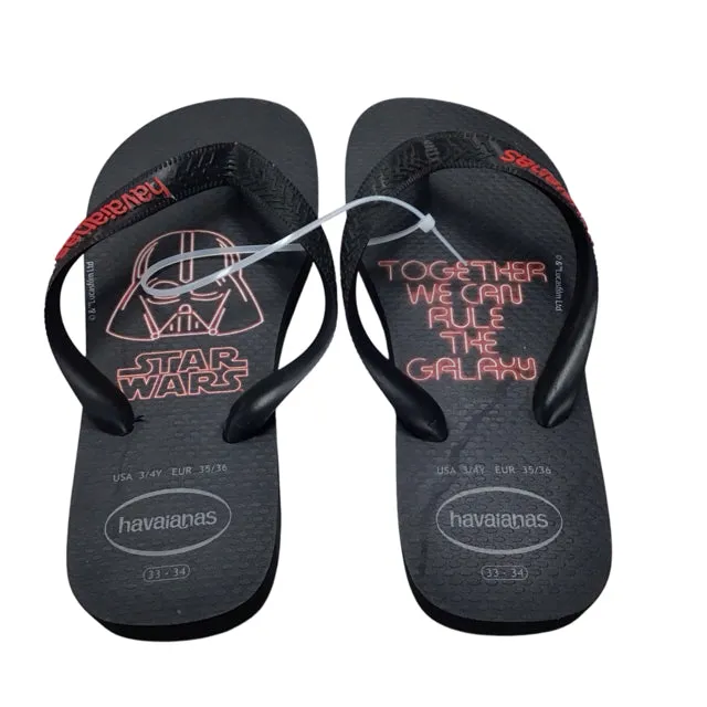 Havaianas Boy's Black Flip Flops Size 3 Youth