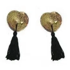 Heart Shaped Gold Heart Nipple Tassels