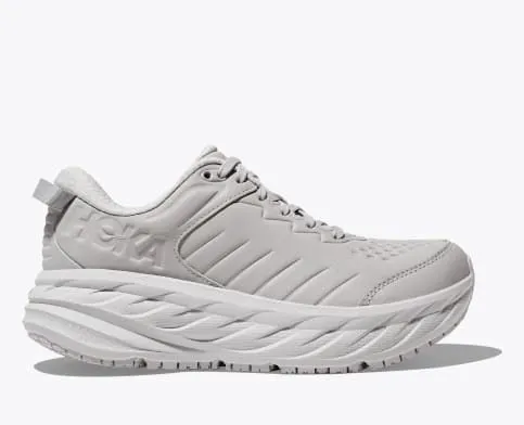 Hoka Women's Bondi SR Cushioned Road Running Shoe in Frost, Harbor Mist & Black Available in Wide Widths