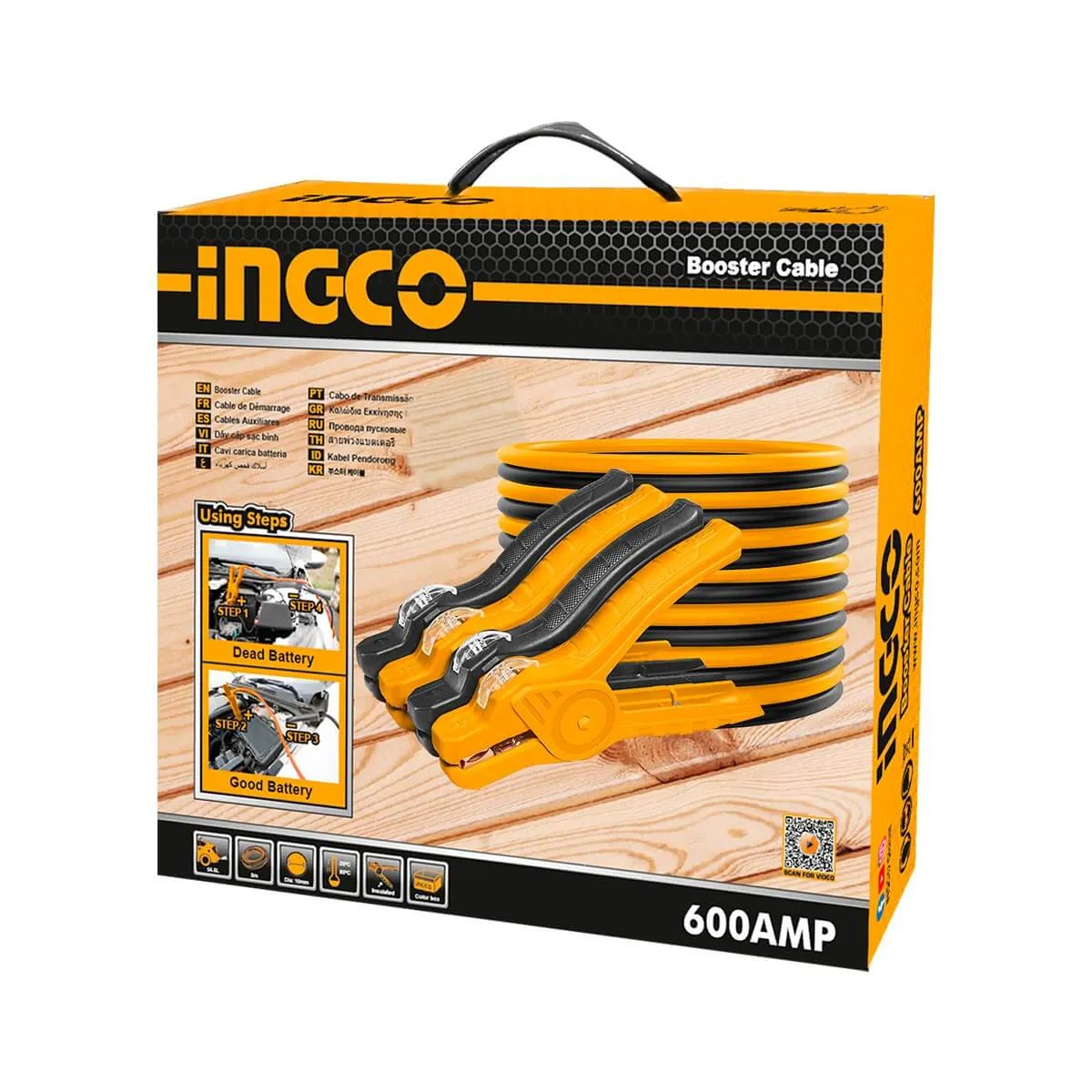Ingco Booster Cable 600A with LED Lamp - HBTCP6008L