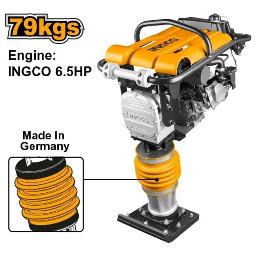 Ingco Gasoline Tamping Rammer 6.5HP 10kN Impact Force - GRT75-2