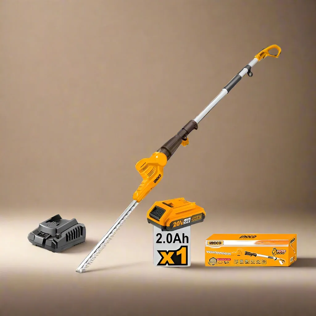 Ingco Lithium-Ion Cordless Pole Hedge Trimmer with 20V 2.0Ah Battery & Charger - CPHT2016012