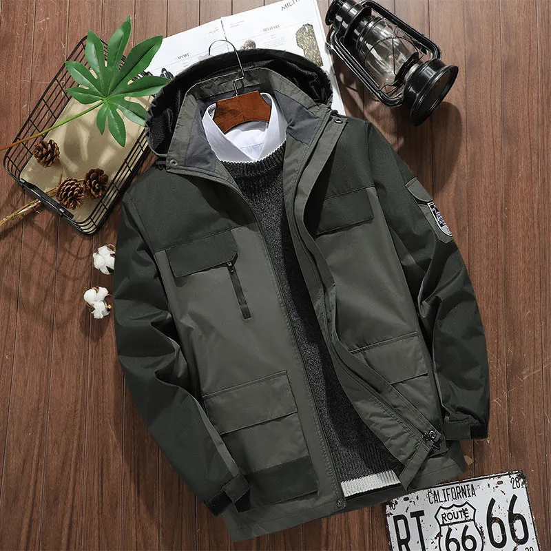 INSTOCK-Foreign trade  large size outdoor hooded jackets