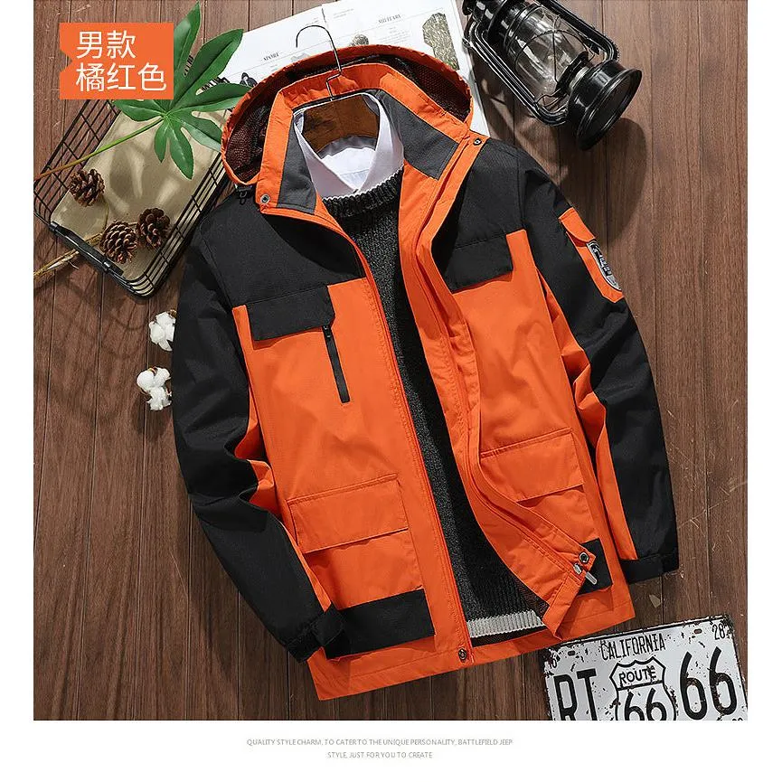 INSTOCK-Foreign trade  large size outdoor hooded jackets