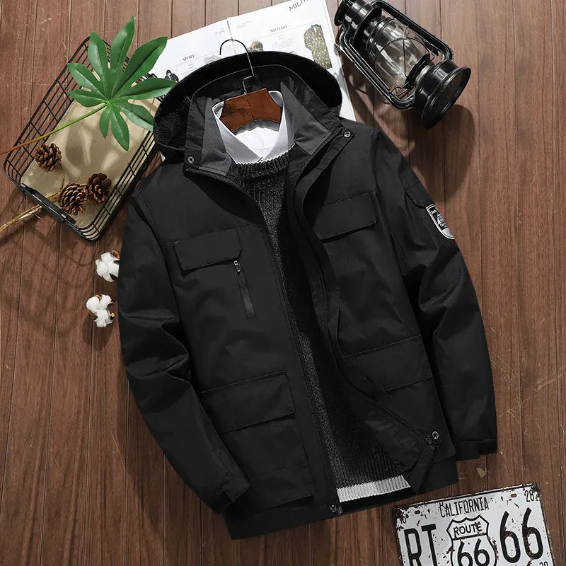 INSTOCK-Foreign trade  large size outdoor hooded jackets