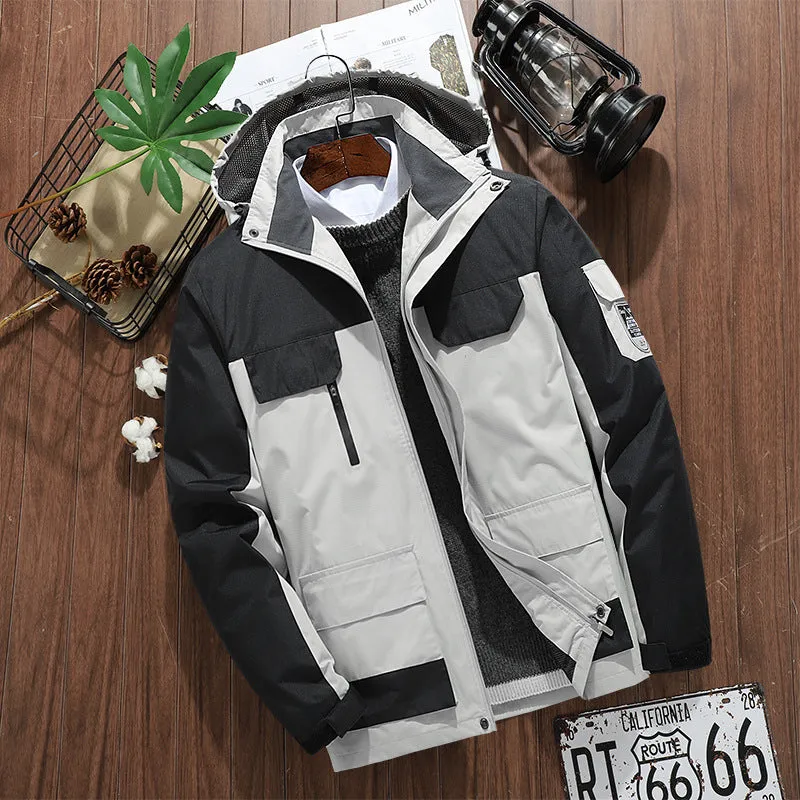 INSTOCK-Foreign trade  large size outdoor hooded jackets