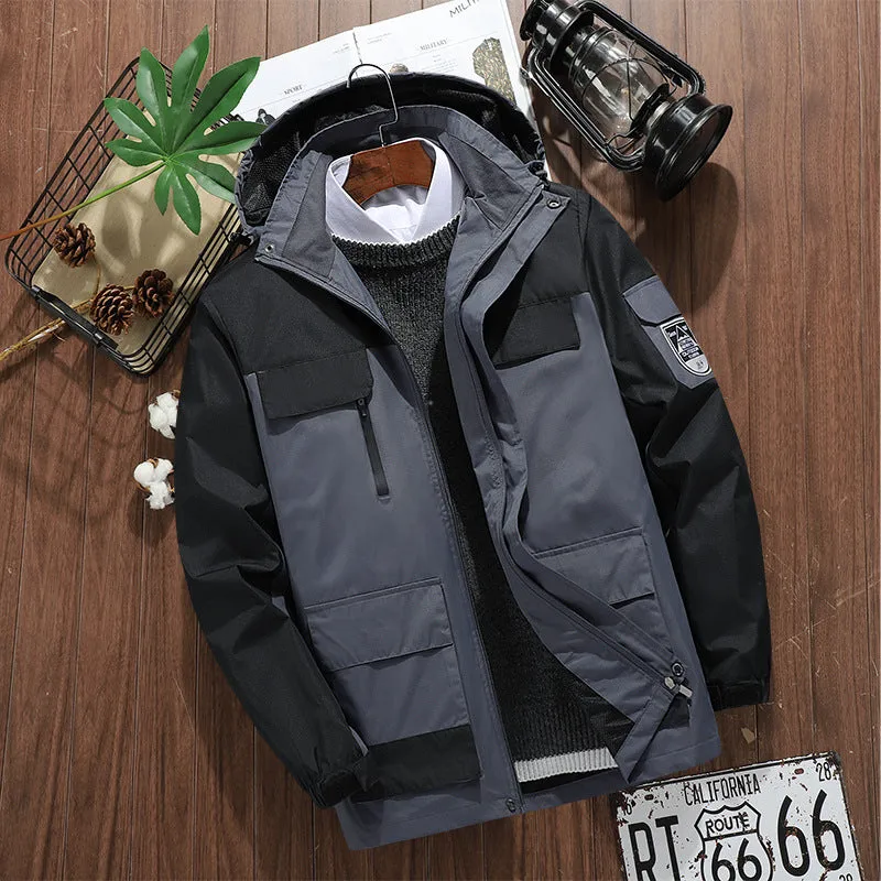 INSTOCK-Foreign trade  large size outdoor hooded jackets