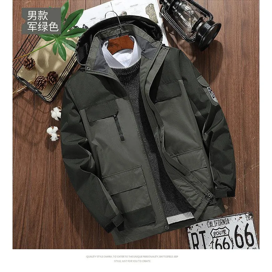 INSTOCK-Foreign trade  large size outdoor hooded jackets