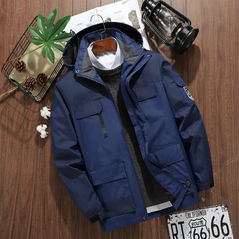 INSTOCK-Foreign trade  large size outdoor hooded jackets