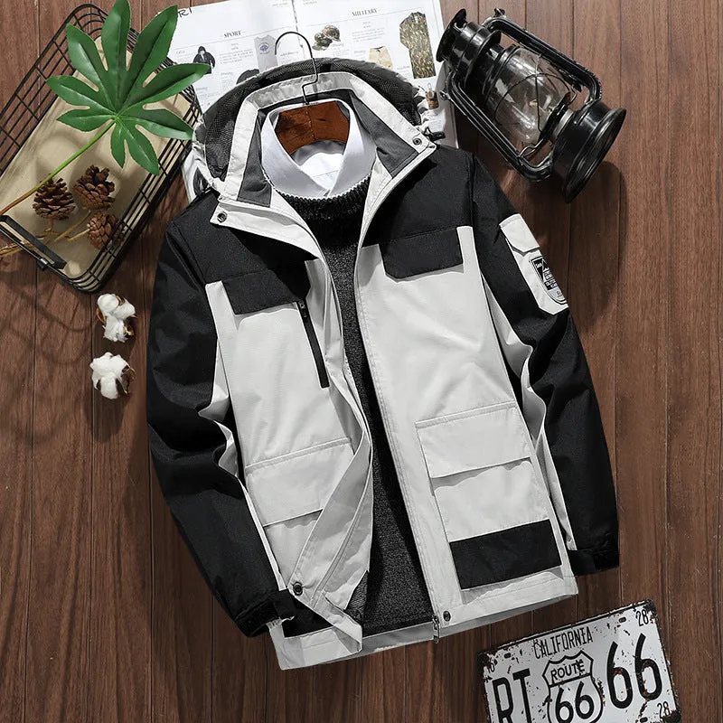 INSTOCK-Foreign trade  large size outdoor hooded jackets