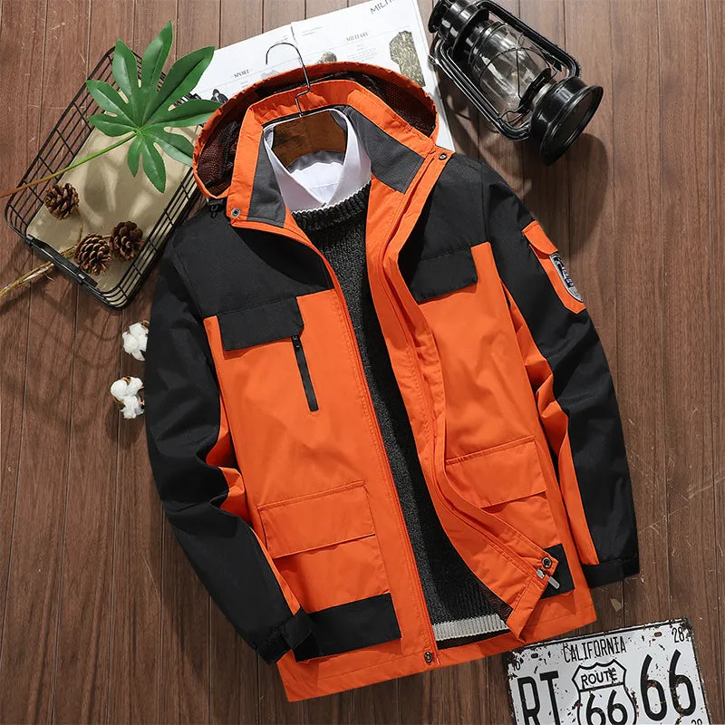 INSTOCK-Foreign trade  large size outdoor hooded jackets