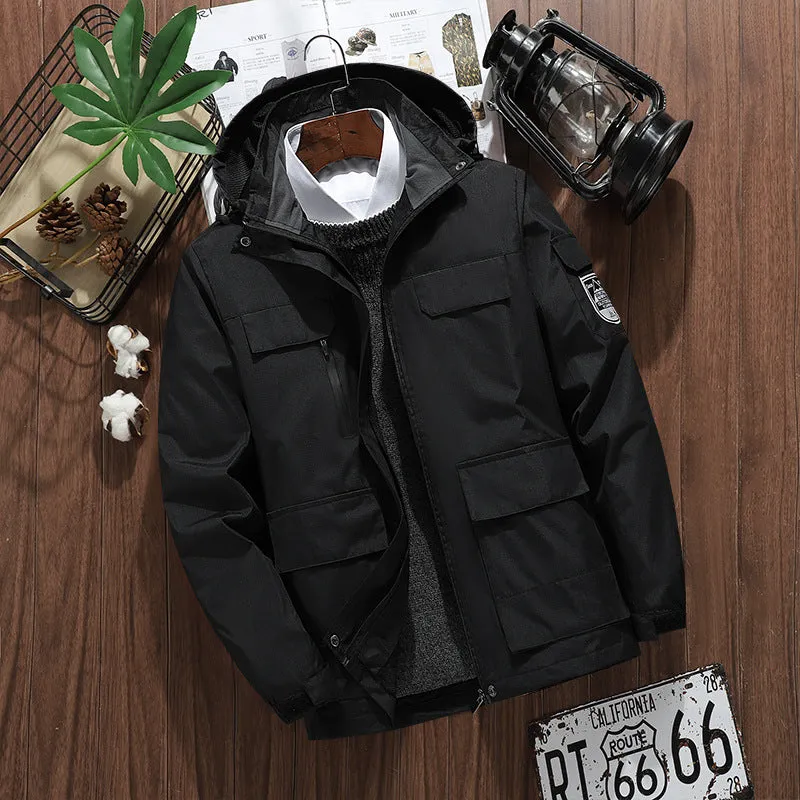 INSTOCK-Foreign trade  large size outdoor hooded jackets