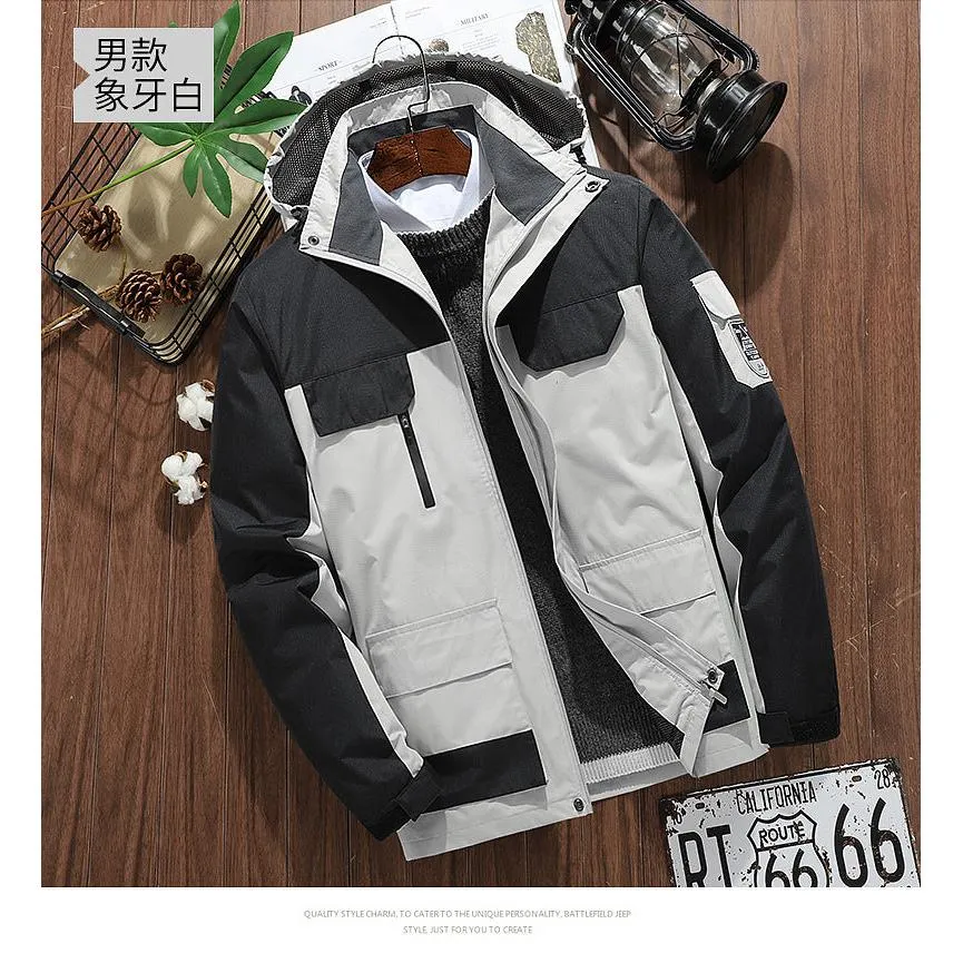 INSTOCK-Foreign trade  large size outdoor hooded jackets