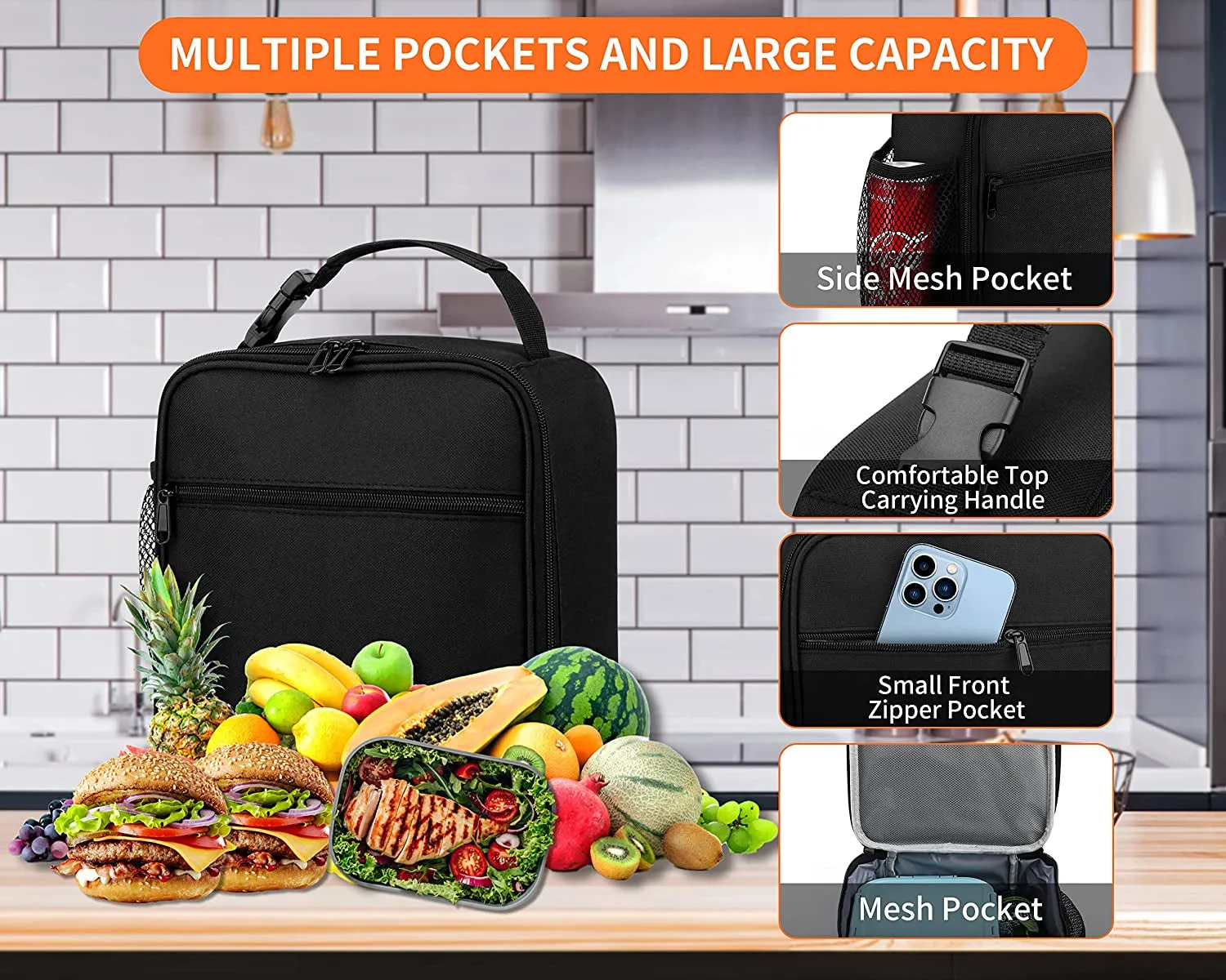 Insulated waterproof Lunch Bag for Work Travel Outdoor
