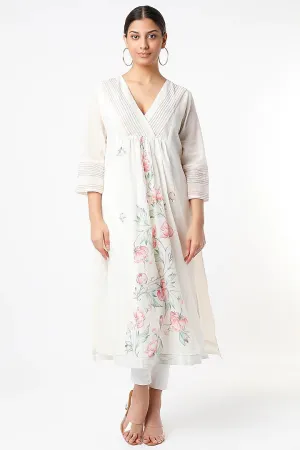 IVORY BLOOMED  PEONY COTTON KURTA