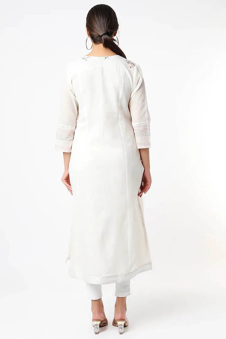 IVORY BLOOMED  PEONY COTTON KURTA